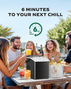 Marsail Ice Makers Countertop, 26 lbs per Day, Fast Ice in 6 Minutes, Self-Cleaning Ice Maker, Compact Countertop Ice Machine for Home, Kitchen/Office/Parties