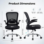 Office Chair,Ergonomic Mesh Desk Chair with Adjustable Lumbar Support,Computer Chair with Flip-up Armrests, Rolling Executive Chairs, Home Office Chair(Black)
