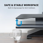 Electric Standing Desk Converter 36" Wide, Height Adjustable Desk Riser, Computer Workstation, Sit-Stand Convertor for Home, Office, School (Black, 1 Arm Included)