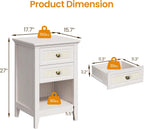 RoyalCraft White Rattan Nightstand with Drawer Set of 2, Boho 27" Tall Bedside Table with Storage for Small Space, Wood Accent End Table Bedroom Furniture, Couch, Grayish White