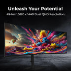 Deco Gear 49″ Curved Ultrawide Dual-QHD Monitor | 5120×1440 32:9 HDR400 | 120Hz VA Panel | USB-C 65W PD  FreeSync  PBP/PIP  KVM Switch | Built-in Speakers & Ergonomic Stand