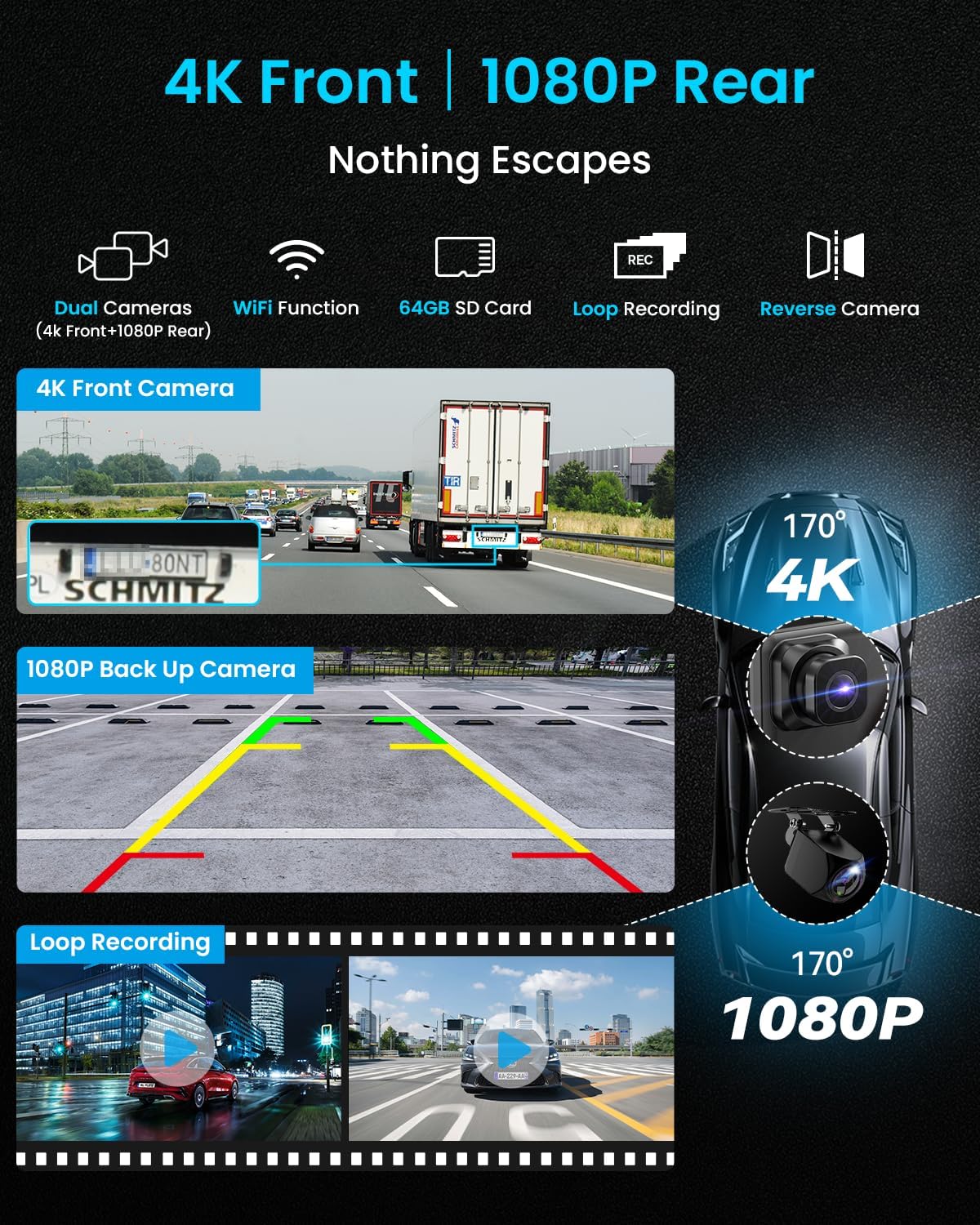 11" Extra Large Wireless Apple CarPlay Screen for Car – Ultra-Slim 0.16 Inch Touchscreen Car Stereo with Android Auto  4K Dash Cam  1080p Backup Camera  GPS  Mirror Link  Voice Control