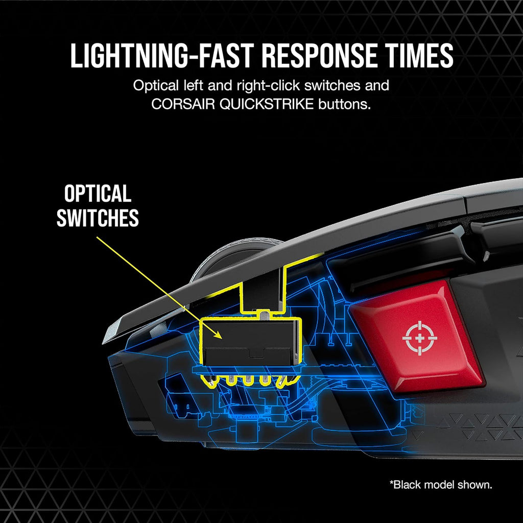 Corsair M65 RGB Ultra Wireless Tunable FPS Wireless Gaming Mouse - Sub-1ms Slipstream Wireless Technology, 26,000 DPI Optical Sensor, Up to 120 Hours of Battery Life, 8 Programmable Buttons - White