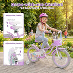 BABY JOY Kids Bike, 12" 14" 16" 18" Mermaid Girls Bike for 3-8 Years Old w/Basket, Training Wheels, Hand & Coaster Brakes, Adjustable Seat & Handlebar, 20" Children Bicycle with Kickstand for 8+