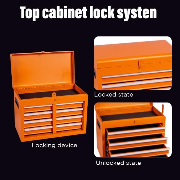 5 Drawers Tool Cart on Wheels with 1 Cabinet, Multifunctional Removable Rolling Tool Box Storage Set, Tool Trolley Organizer Tool Chest for Garage,Repair Shop,Warehouse,Workshop (Orange)
