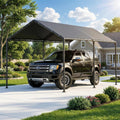 10x20ft Heavy Duty Carport Canopy, Portable Outdoor Garage Shelter, Waterproof UV Protected All Season Car Tent for Auto, Truck, SUV, Boat, Grey