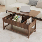 Lift Top Coffee Table with Storage for Living Room, 2-in-1 Modern Center Table & Desk with Hidden Storage Compartment & Open Shelf, Space Saving for Small Space & Apartment (Walnut)