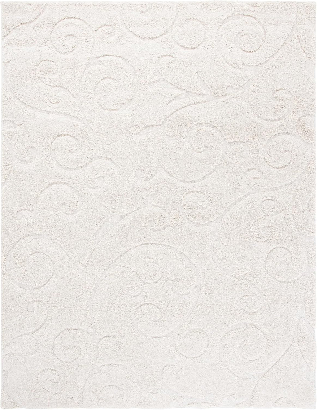 SAFAVIEH Area Rug 8x10 - Florida Shag Collection - Large - Cream & Cream, Scroll Design, Non-Shedding & Easy to Clean, High-Low Plush Pile, Ideal for Living Room, Bedroom, Dining Space (SG455-1111)