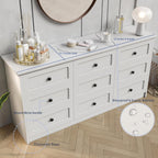 63 Inch 9 Drawer Tall Dresser, White Dresser for Bedroom, Modern Chest of Drawers with Deep Drawers and Handles, Wooden Dressers TV Stand, Long Dressers Organizer for Living Room, Hallway
