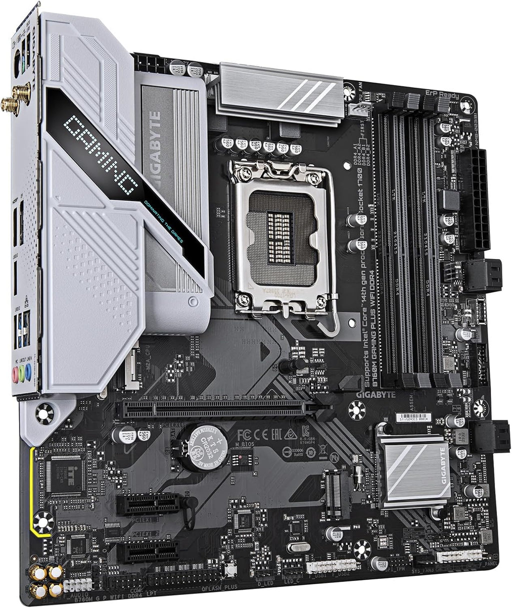GIGABYTE B760M Gaming Plus WiFi DDR4 LGA 1700 Intel B760 M-ATX Motherboard, 2* M.2, PCIe 4.0, Front USB 3.2 Gen 1 Type-C, 6 GbE LAN, Q-Flash Plus, EZ-Latch