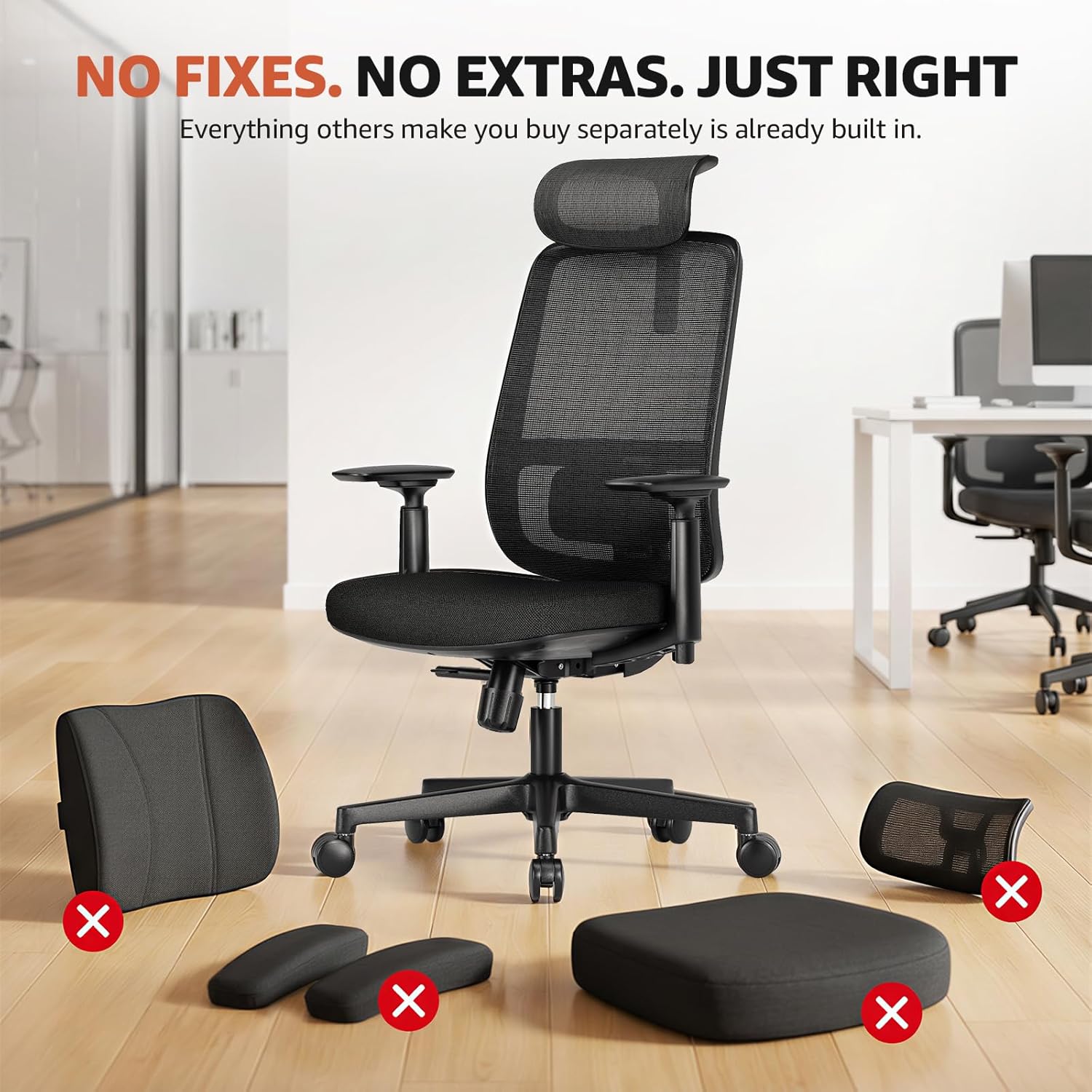 ErgoSift M1 Ergonomic Office Chair Mesh Chair, Home Office Desk Chairs with Adjustable Lumbar Support, Comfortable Computer Gaming Chair, Office Chair for Long Hours (Black)