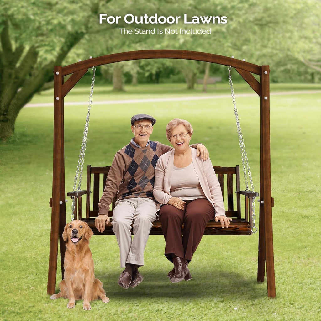 VINGLI Heavy Duty 880 LBS 5 FT Wooden Porch Swing Outdoor  Outdoor Hanging Swing Bench (5 FT  Rustic)