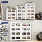 200GAL Extra Large Storage Bins with Lid, 800QT Storage Bins with Wheels, Folding Closet Organizer, Stackable Collapsible Plastic Storage Containers for Home, Office, Kitchen, 4Pack White
