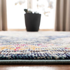 SAFAVIEH Monaco Collection Area Rug - 12' Square, Navy & Light Blue, Non-Shedding & Easy to Clean, Distressed Medallion Design, Ideal for Living Room, Bedroom, Dining Space (MNC243N)