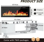LEMBERI 70 Inches Fireplace TV Stand for TVs up to 80 Inches with 36'' Electric Fireplace & Remote, Modern Entertainment Center with Luxury LED Light,Woodeen TV Console for Living Room