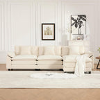 117.3” Beige Modular Sectional Sofa, 3 Seater Large Sectional Couches for Living Room, Chenille Fabric Oversized Cloud Couch with Ottoman, Deep Seat Wide Armrest Home Sofas Set, Sofá Moderno, L Shaped