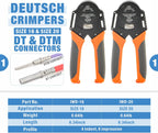 IWISS iCrimp KIT-DC02 Wire Crimping Tool Kit for Deutsch Connectors and Weather Pack Terminals with Connector Removal Tools