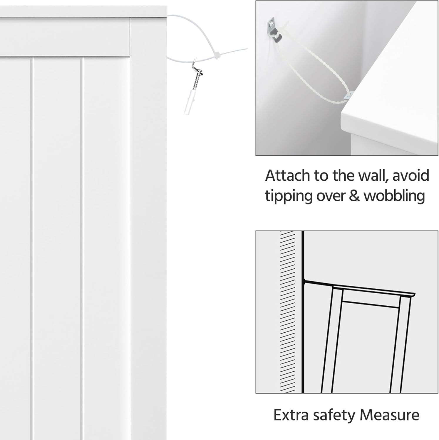 Yaheetech Large Bathroom Floor Cabinet with 4 Dawers and Single Door Cabinet, Freestanding Storage Cabinet for Living Room Kitchen Hallway, White