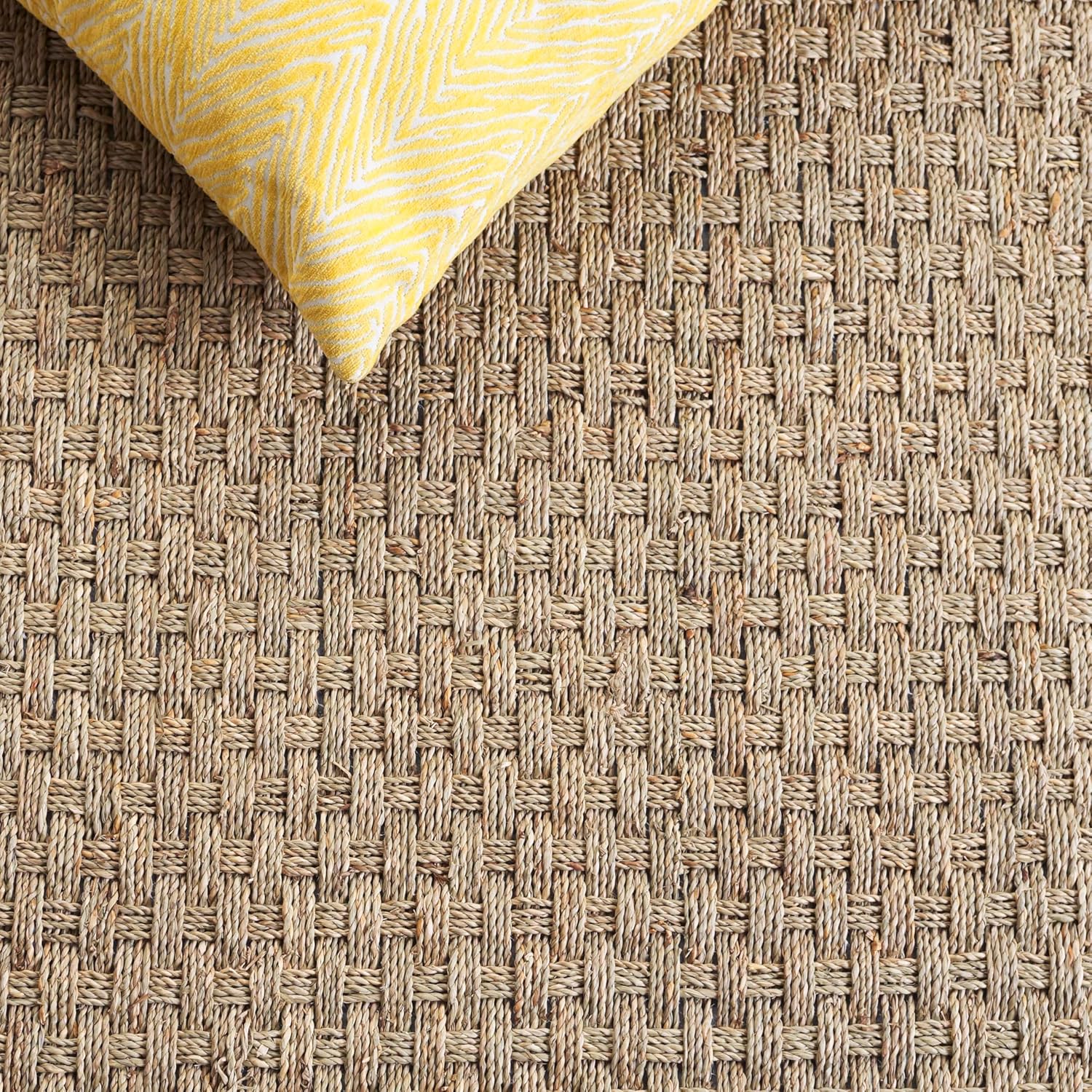 SAFAVIEH Area Rug 9x12 - Natural Fiber Collection - Large - Natural & Ivory, Seagrass, Basketweave Pattern with Border (NF114J)