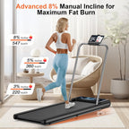 HCOIW Walking Treadmill Pad with Incline - Portable Under Desk Treadmill, Walking Mat Pad with Handle Bar, 2.5HP Low Noise, 2 in 1 Treadmills for Home Office, Remote Control with LED
