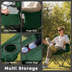Colegence Heavy Duty Camping Chair for Adults, Oversized Heavy People Foldable Outside Camp Chairs Carry Bag Included, with Cooler Bag Cup Holder, Side Pocket for Lawn,Sport,Outdoor,Dark Green