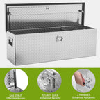 AUTOSAVER88 48 Inch Truck Bed Tool Box, Heavy Duty Aluminum Diamond Plate Tool Box Chest, Waterproof Chest Storage Box with Sliding Shelf and Lock for Trucks, Trailers, RVs, Warehouses