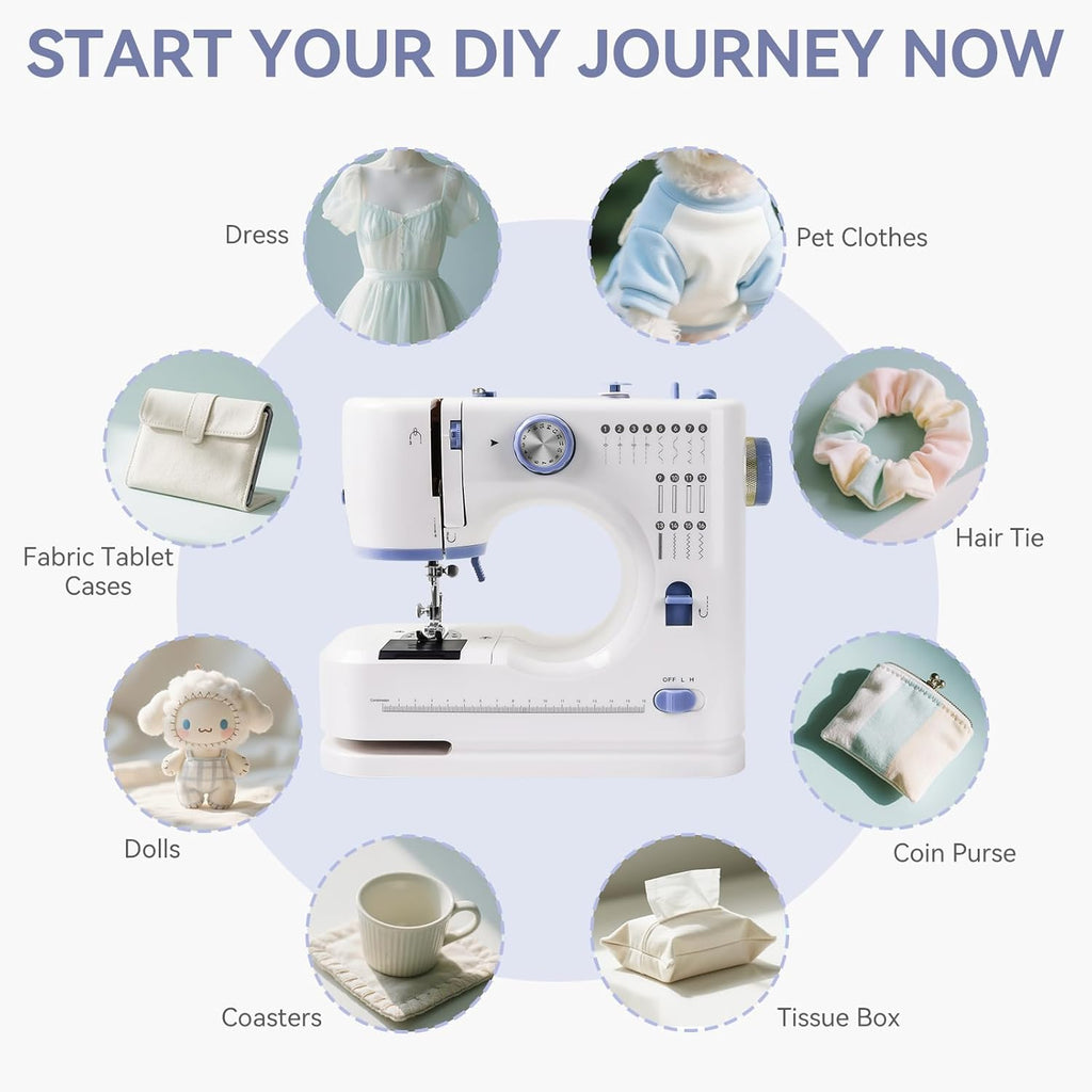 Ninonly Sewing Machine for Beginners, Electric Sewing Machine with 16 Stitches, Foot Pedal and Accessories Kit for Home DIY Sew Projects, Purple