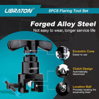 LIBRATON Flaring Tool, HVAC Flaring Tool Kit, Copper Flaring Tool, 45° Eccentric Single Flare Tool for 1/4''-3/4'' and 6-19mm with Pipe Cutter, Deburring Tool for Copper Aluminum Pipe