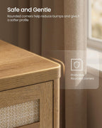 VASAGLE ELLAN Collection - Boho Buffet Cabinet with Rattan-Look Doors, Sideboard Storage Cabinet, Rounded Corners, Adjustable Shelf, Drawer, for Kitchen, Natural Brown UBBK601KC01