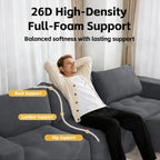 MCombo 121" Modular Sofa Couch, No Assembly Required, L Shaped Compressed Sectional Sofa with Ottoman, Deep Seat Upholstered Boneless Couch for Living Room, SS378 (Dark Grey)