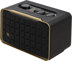JBL Authentics 200 - Retro Style Smart Home Speaker with Built in Wi-Fi  Bluetooth and Voice Assistants  Alexa and Google Assistant  Multi-Room Playback  Automatic self tuning (Black/Gold)