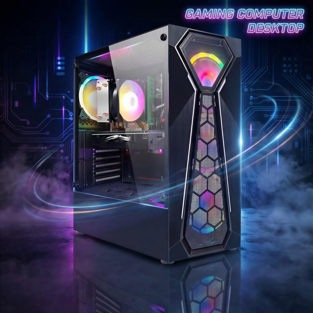 STGAubron Gaming PC Desktop Computer  AMD Ryzen 3 3200G 3.6 GHz  Radeon RX 580 8G  16G RAM  512G SSD  WiFi 6  BT 5.0  RGB Fan x 4  Windows 11 Home