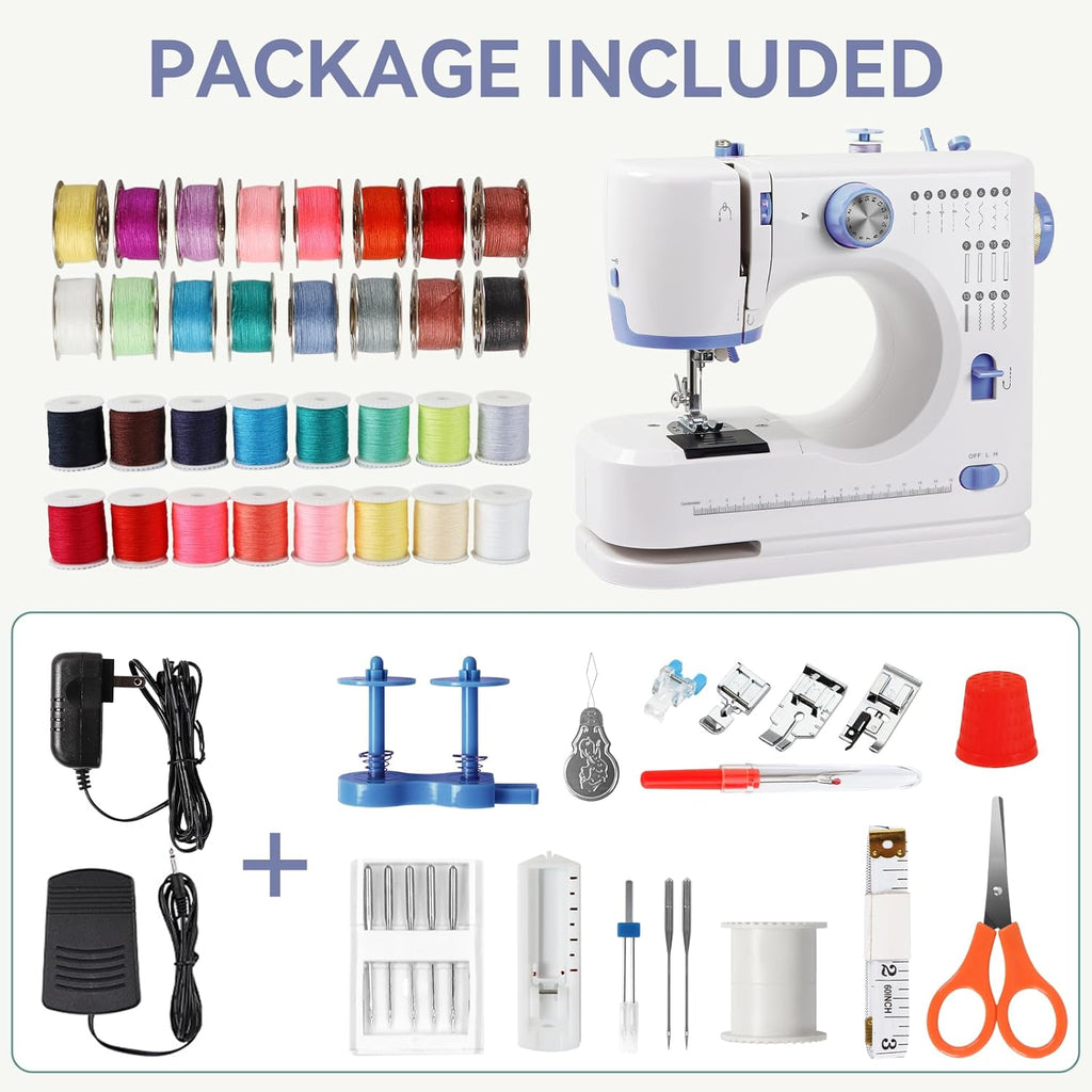 Ninonly Sewing Machine for Beginners, Electric Sewing Machine with 16 Stitches, Foot Pedal and Accessories Kit for Home DIY Sew Projects, Purple