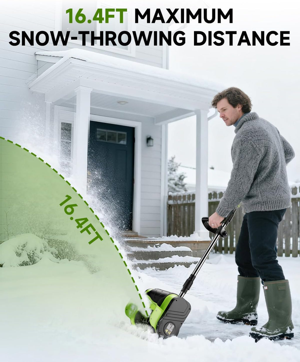 Electric Snow Shovel Cordless .20V | 12-Inch | 4-Ah Cordless Snow Blower  Battery Snow Blower with Directional Plate & Adjustable Front Handle(Battery & Quick Charger Included