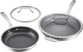 Cuisinart FusionPlus Hybrid Nonstick Stainless Steel Cookware Set, 4-Piece Skillet Cooking Set with PFAS-Free PURELYSEAR Ceramic Non Stick Technology, Scratch Proof, Cool Grip Handles, Dishwasher Safe