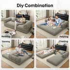 78.8" Modular Sofa Bed - 4-in-1 Convertible Design with Corduroy Fabric and High Density Sponge, Removable Cover and Fixed Frame