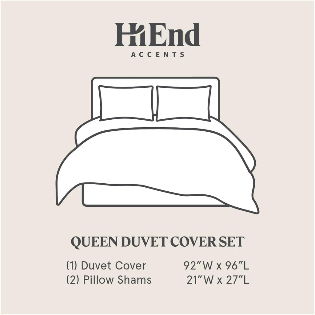 HiEnd Accents Verona Matelassé 3 Piece Queen Duvet Cover Set, Vintage White Cotton Medallion Pattern Bedding Set, Classic Chic Casual Farmhouse Bed Set, 1 Comforter Cover and 2 Pillow Shams