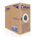 Elite CAT5E Riser (CMR), 1000ft, UTP 24AWG, Solid Bare Copper, 350MHz, UL Certified, Easy to Pull (Reelex II) Box, Bulk Ethernet Cable, White