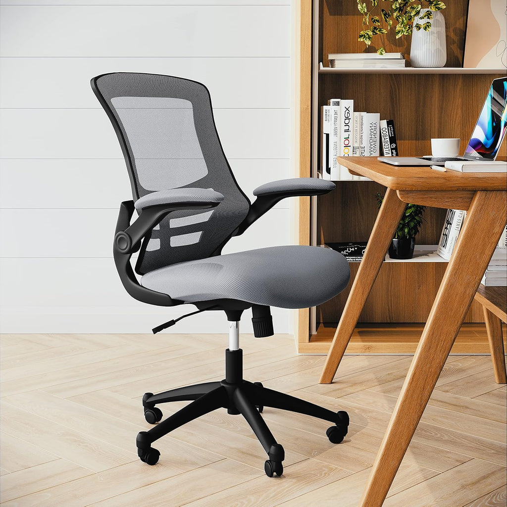 Flash Furniture Kelista Office Chair, Ergonomic, Mid-Back, Dark Gray Mesh with Swivel