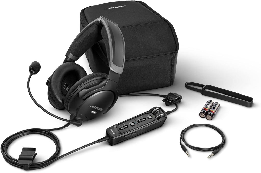 Bose A30 Bluetooth Aviation Headset - Lightweight Comfortable Design  Adjustable ANR and Noise Cancelling Microphone  Dual Plug – Black