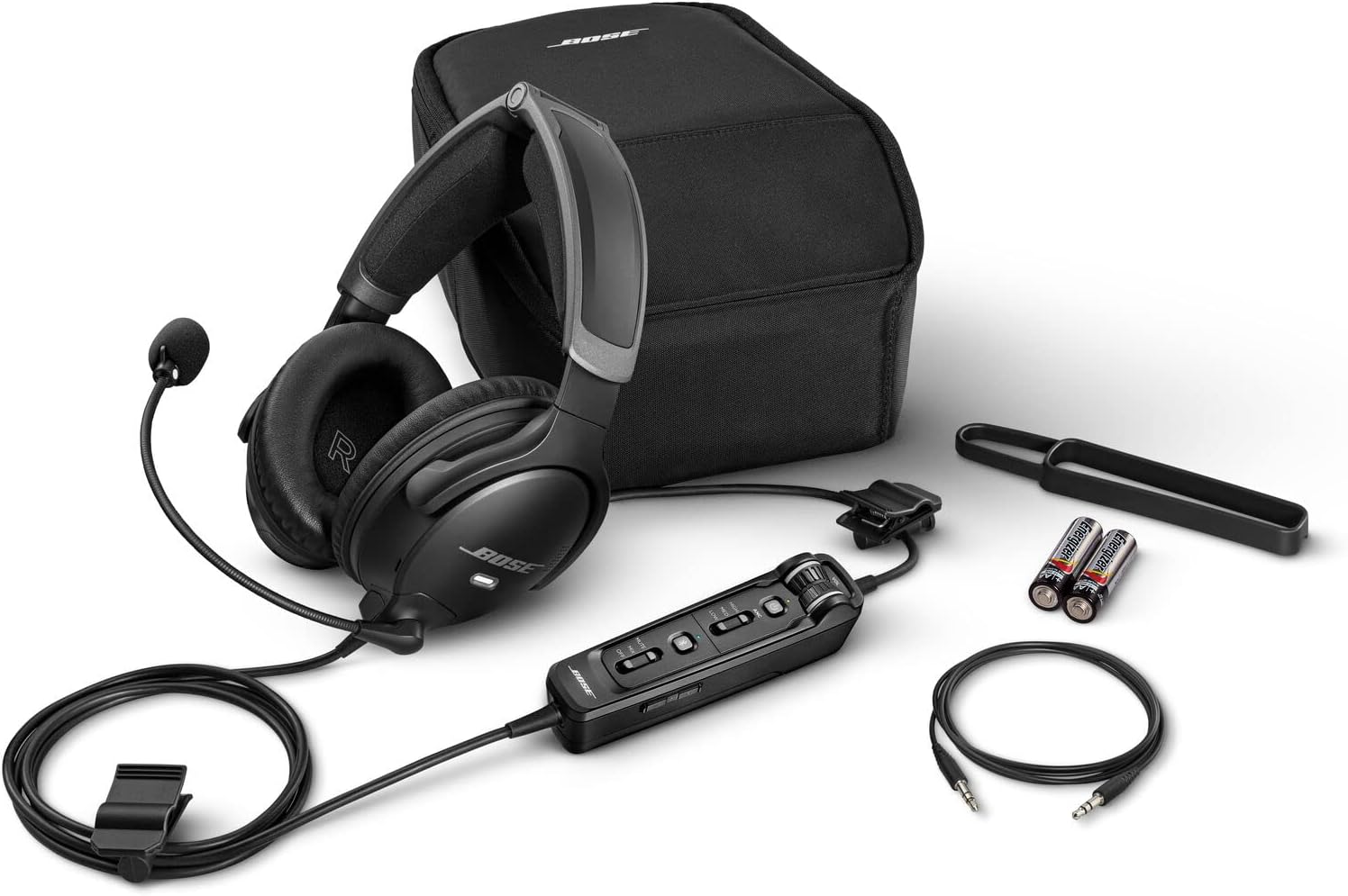 Bose A30 Bluetooth Aviation Headset - Lightweight Comfortable Design  Adjustable ANR and Noise Cancelling Microphone  Dual Plug – Black