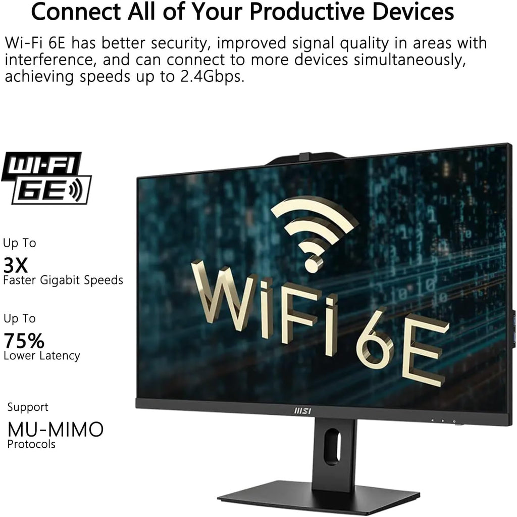 msi PRO AP272P Business All-in-One Desktop  27" IPS FHD 100Hz Eye-Care Display  Intel Core i5-14400  32GB DDR5  1TB SSD  IR FHD Webcam  Wi-Fi 6E  HDMI  DP  Wireless KB & Mouse  Windows 11 Pro
