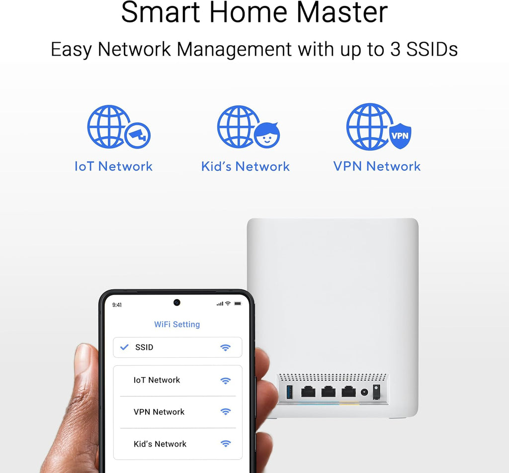 ASUS ZenWiFi BT10 Tri-Band WiFi 7 Mesh  18 Gbps  6000 sq.ft (2pk)  Dual 10G Ports  Security and Parental Controls Included  Smart Home Master SSIDs  4G & 5G Mobile Tethering