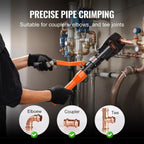 VEVOR Copper Pipe Crimping Tool, Hydraulic Driven Press Tool with 1/2", 3/4", 1" Jaws, Copper Tube Fittings Pipe Crimpers for Narrow Spaces and Tee Fittings