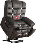 Power Lift Recliner Chair for Elderly with Vibration Massage and Lumbar Heating, Overstuffed Electric Lift Chair with 2 Side Pockets and Cup Holders, USB & Type-C for Living Room, Textile Black