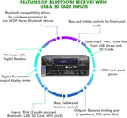 Home Theater System Kit 1000 Watts Bluetooth Receiver w/ 6 Qty 5.25" 175 Watts Each in-Wall in-Ceiling Speakers & 16 Gauge 250 ft. Speaker Wire Portable Microphone w/Remote Control by Technical Pro