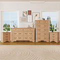 Farmhouse Dresser and Nightstand Sets, 6-Drawer with 7 Drawer Dresser & 3 Drawer Nightstand Sets, 4 Pieces Rustic Wood Bedroom Furniture Set for Home, Bedroom, Hallway(Natural)