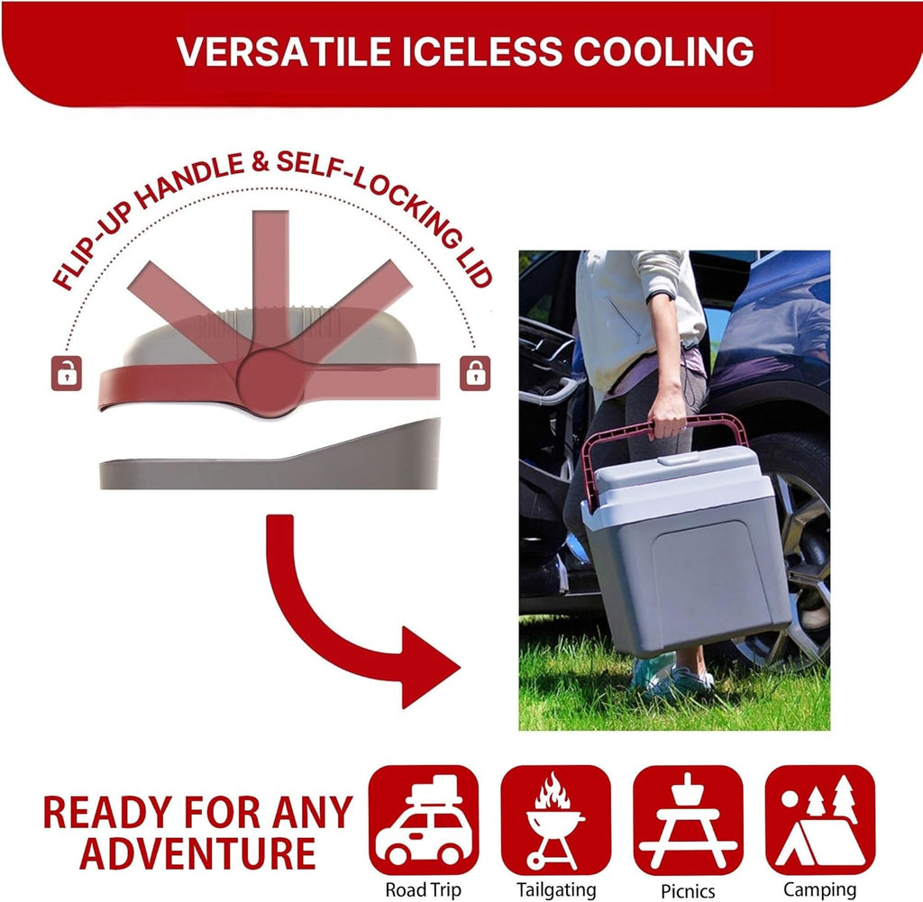 Koolatron 12V Iceless Cooler & Warmer – Portable Electric Cooler/Nevera Portátil Eléctrica for Car Truck Camper Boat, Hard Sided Mini Fridge for Camping Picnic Travel Lunch Food Drinks Office 26 qt