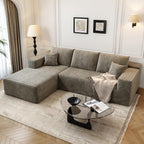 107.5" Cloud Modular Sectional Sofa Couch with L-Shape Chaise,Modern Minimalist Upholstered Couches for Living Room Bedroom,Deep Seat Corner Couch .No Assembly Required (Camel,Left Facing Chaise)