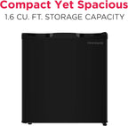 Frigidaire EFR115 Mini Refrigerator - Energy Saving - CFC Free - Slide Out Shelves - Ideal for for Dorm, Office, RV, Garage, Apartment - 1.6 Cubic Feet, Black